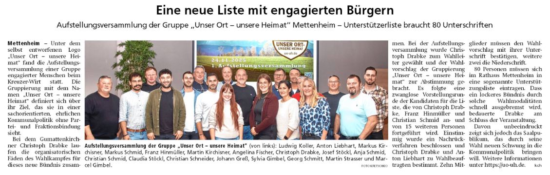 Eine neue Liste mit engagierten Bürgern